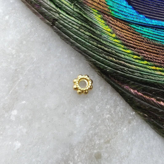 18k Gold Spacer Wheel Spacer Beads 4MM Sold as 2 Pcs - Kanika Creations