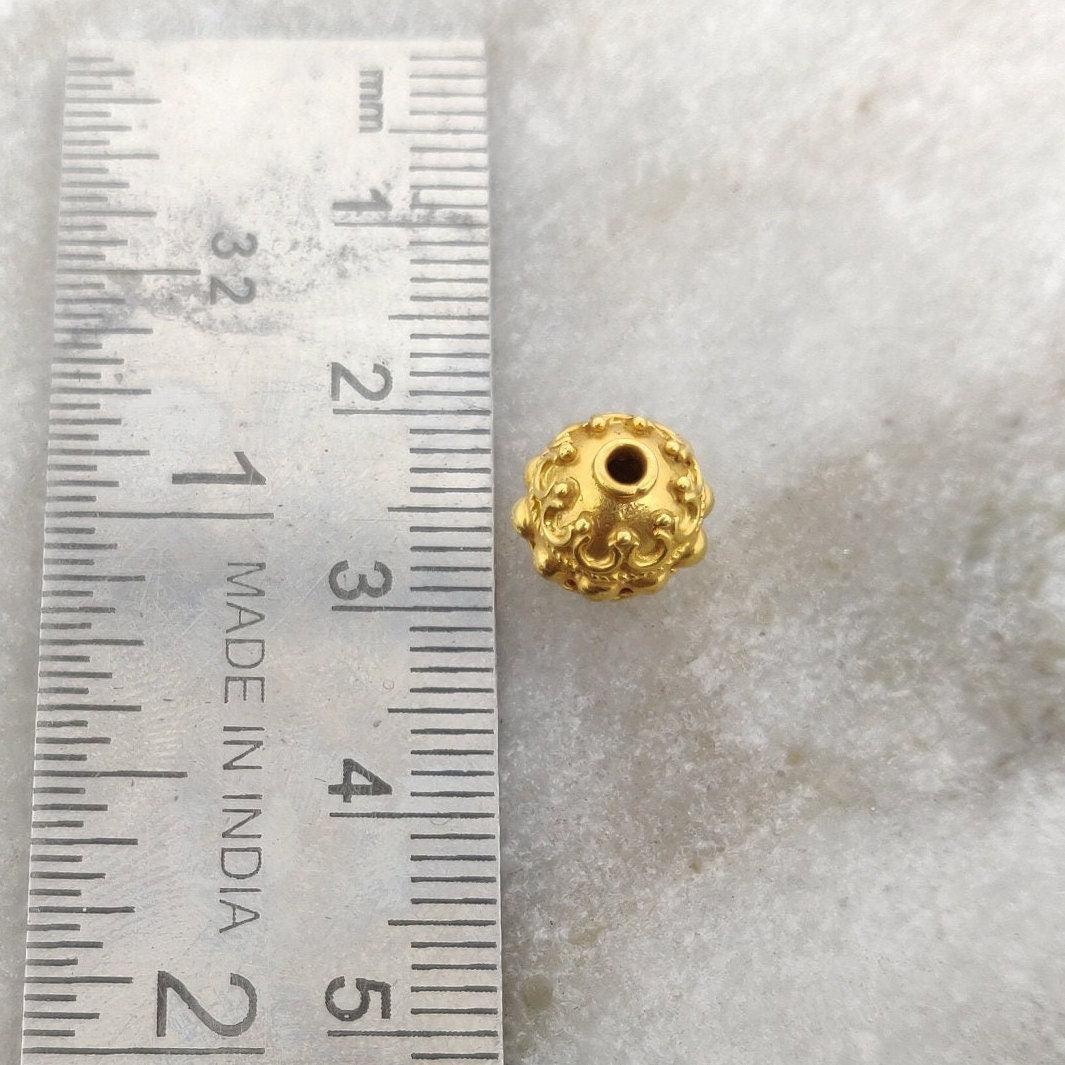 18k Solid Yellow Gold Vintage Round Spacer Beads 9x8mm - Kanika Creations