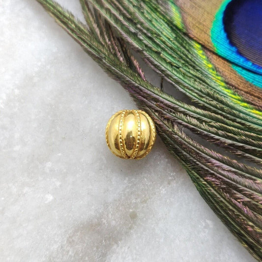 18k Solid Yellow Gold Melon Ball Spacer Beads 9.5mm - Kanika Creations