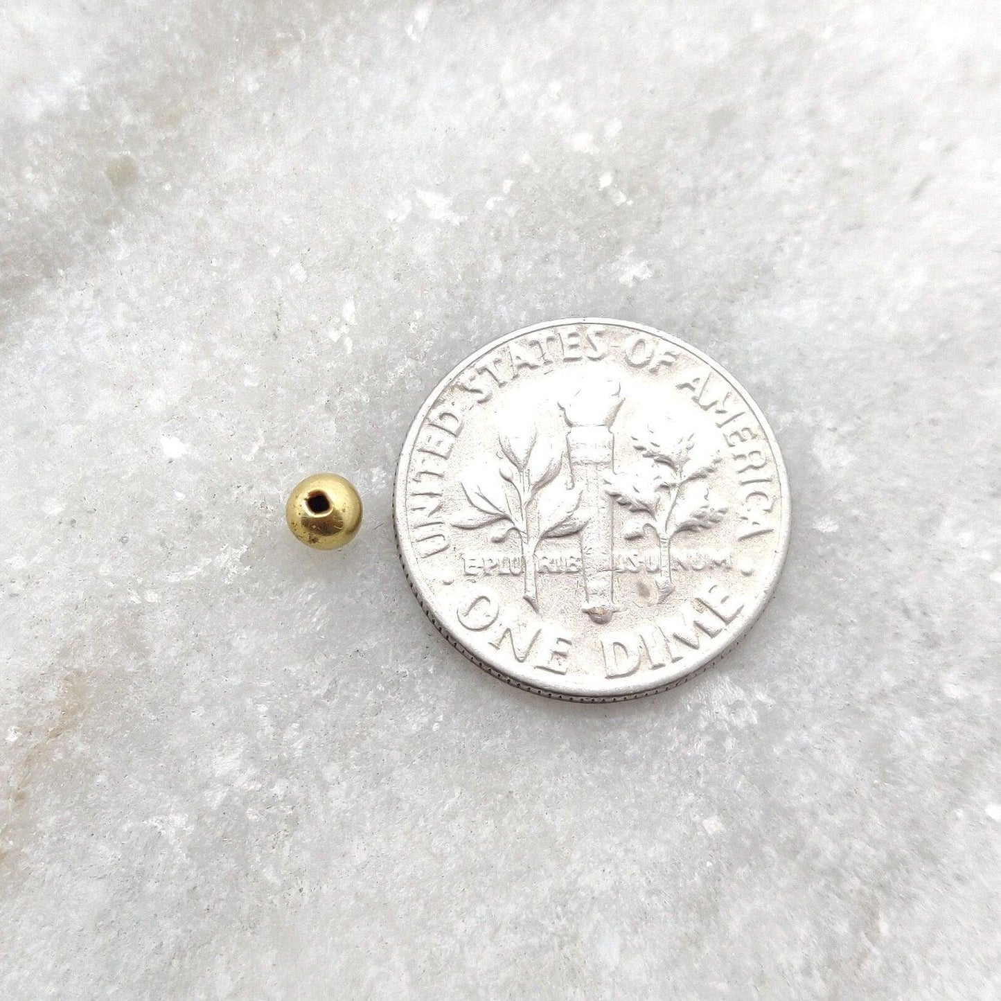 18k Solid Gold Tiny Ball Spacer Beads Sold as 2pcs - Kanika Creations