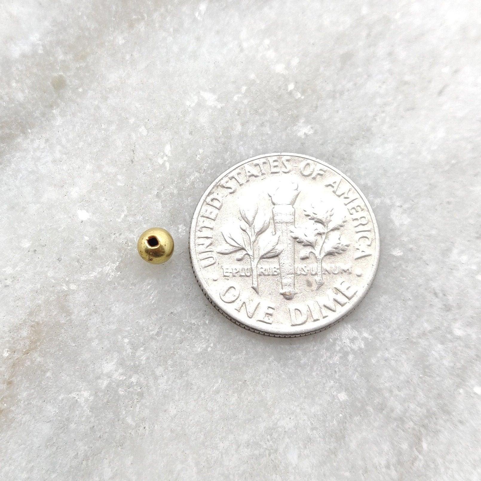 18k Solid Gold Tiny Ball Spacer Beads Sold as 2pcs - Kanika Creations