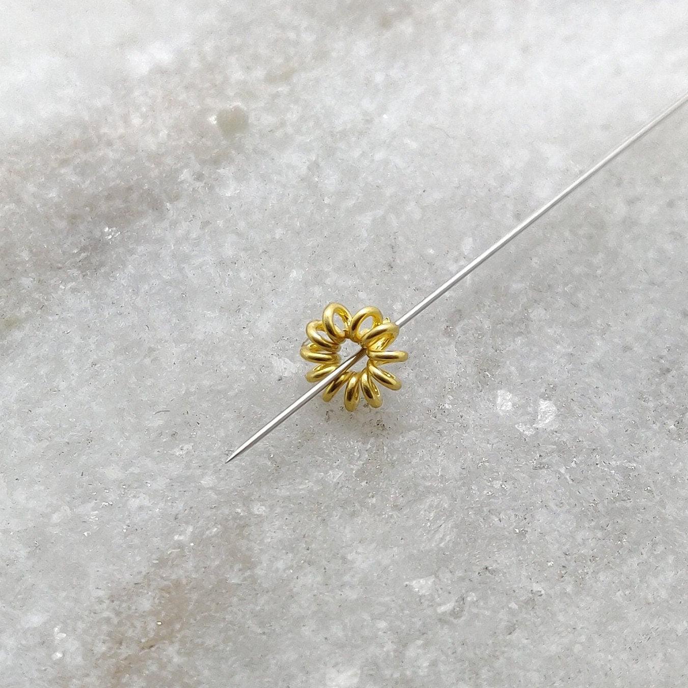 18k Yellow Gold Twisted Round Spacer Beads Sold as 2 Pcs - Kanika Creations