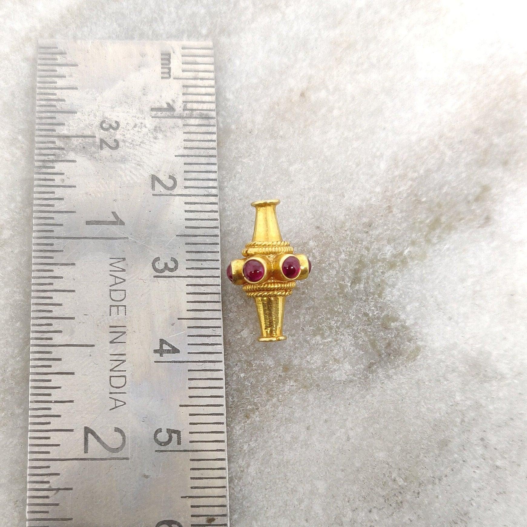18k Yellow Gold Ruby Fancy Tube Beads - 10X15 MM - Kanika Creations