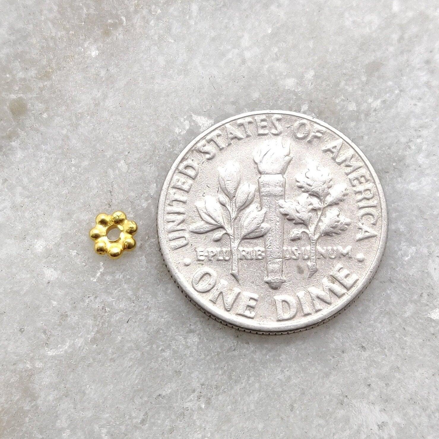 18k Solid Yellow Gold Wheel Spacer Beads 1x4mm - Kanika Creations