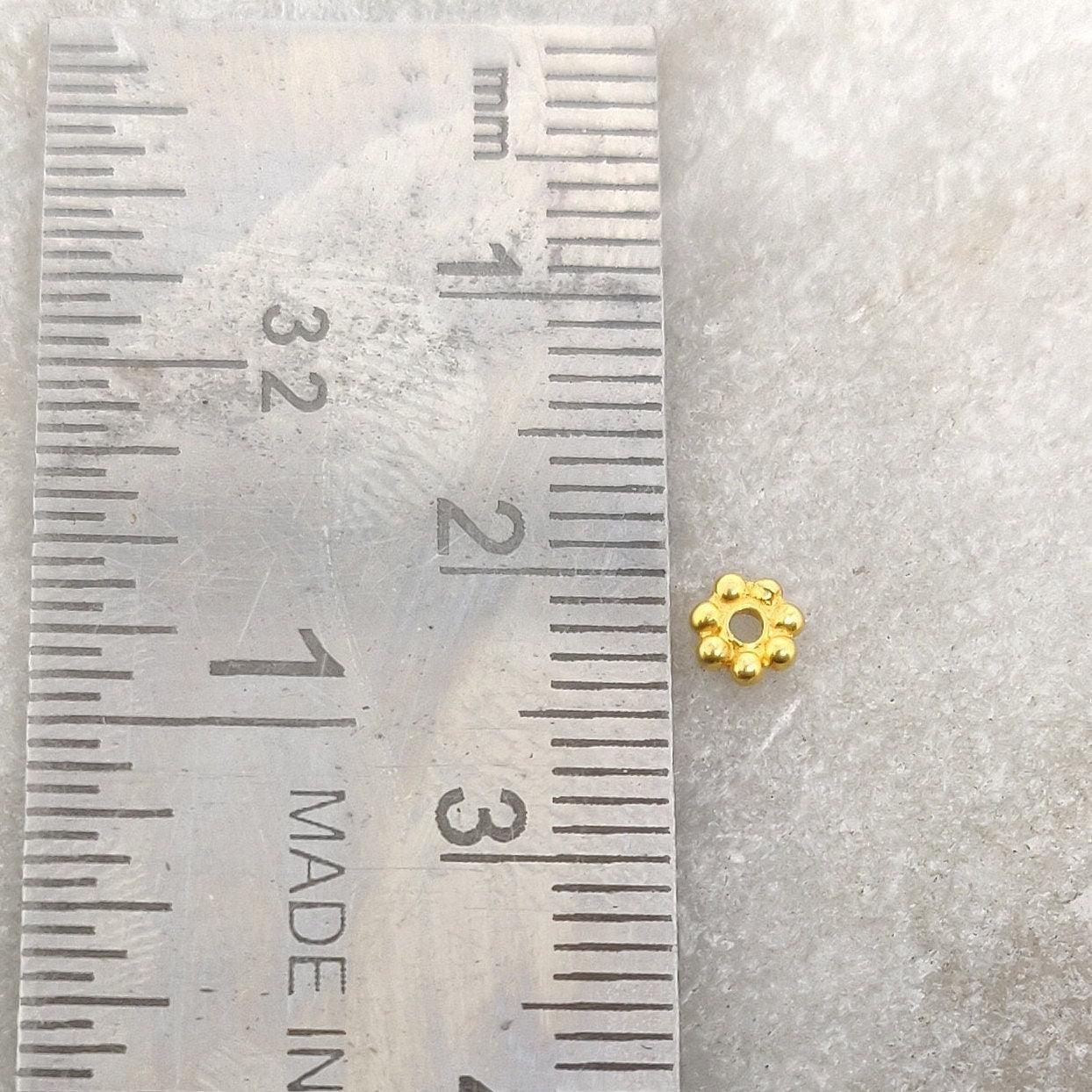 18k Solid Yellow Gold Wheel Spacer Beads 1x4mm - Kanika Creations