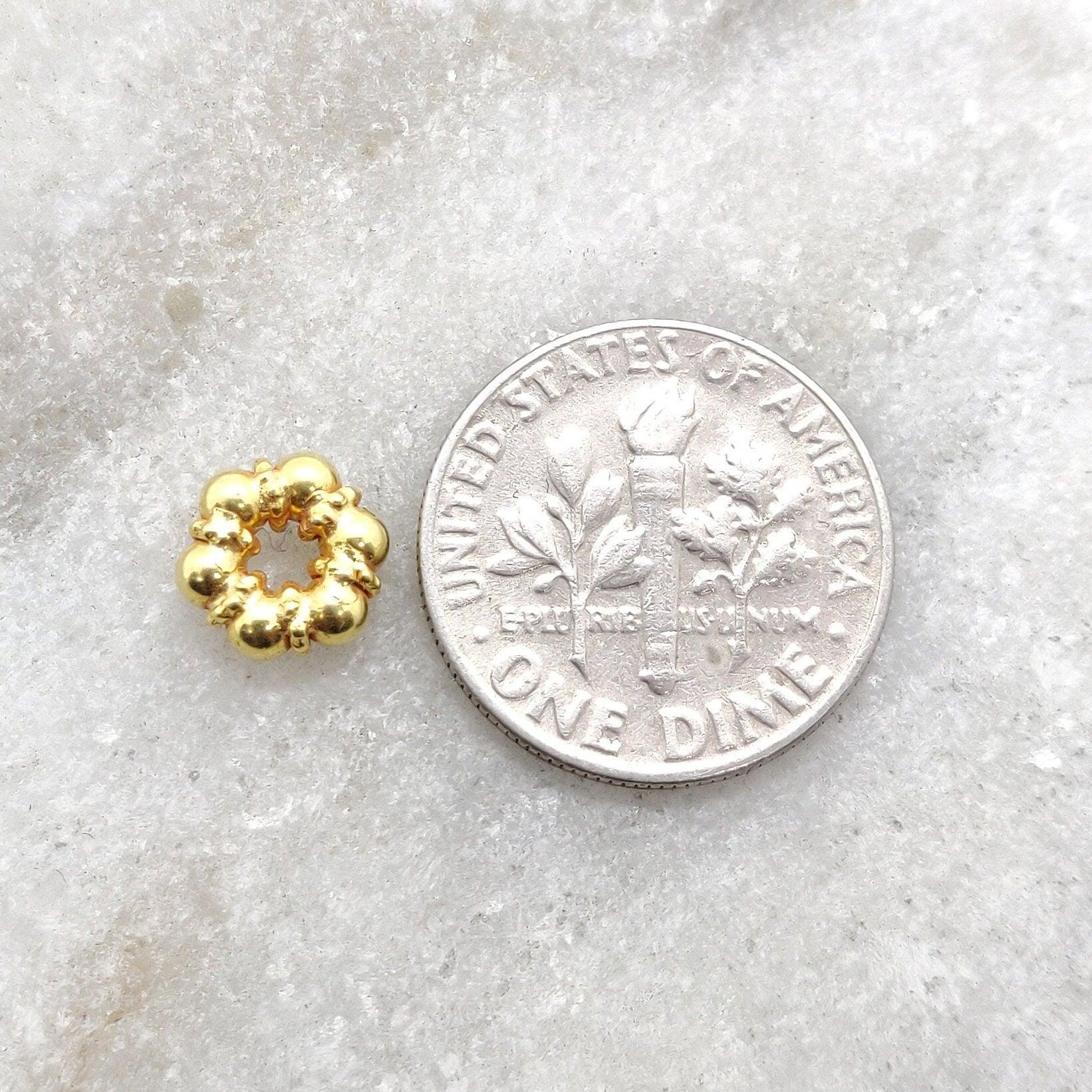 18k Yellow Gold Wheel Spacer Beads DIY Craft Findings 8mm - Kanika Creations