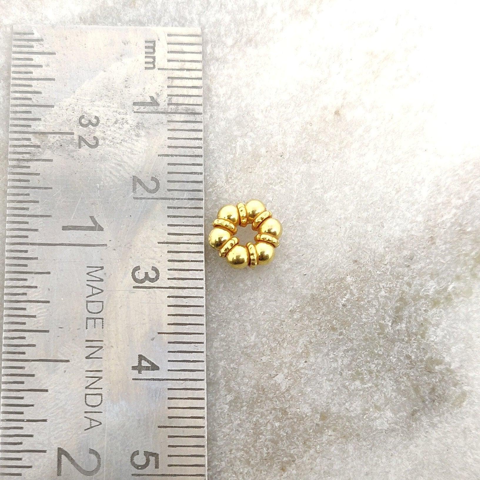 18k Yellow Gold Wheel Spacer Beads DIY Craft Findings 8mm - Kanika Creations