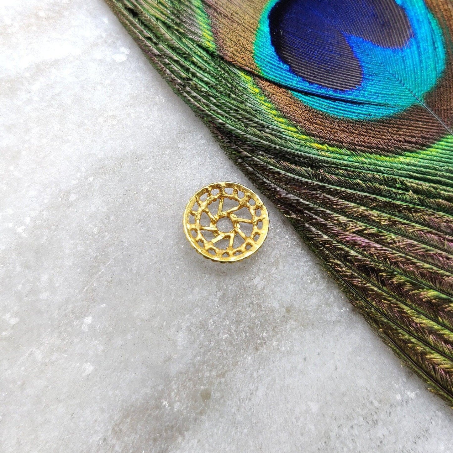 18k Solid Yellow Gold Wheel Spacer Bead Cap - Kanika Creations