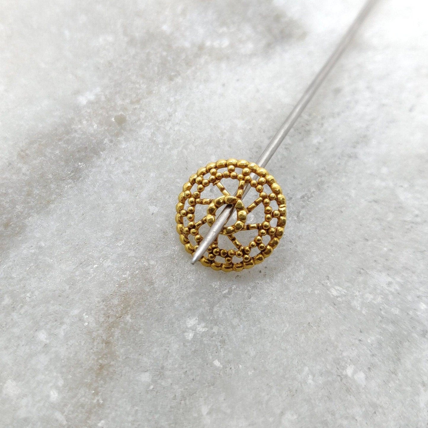 18k Solid Yellow Gold Wheel Spacer Bead Cap - Kanika Creations