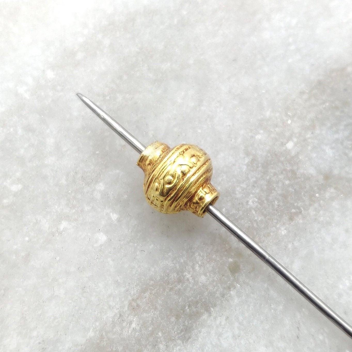 18k Yellow Gold Fancy Lantern Spacer Beads Finding 10mm - Kanika Creations