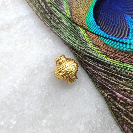18k Yellow Gold Fancy Lantern Spacer Beads Finding 10mm - Kanika Creations