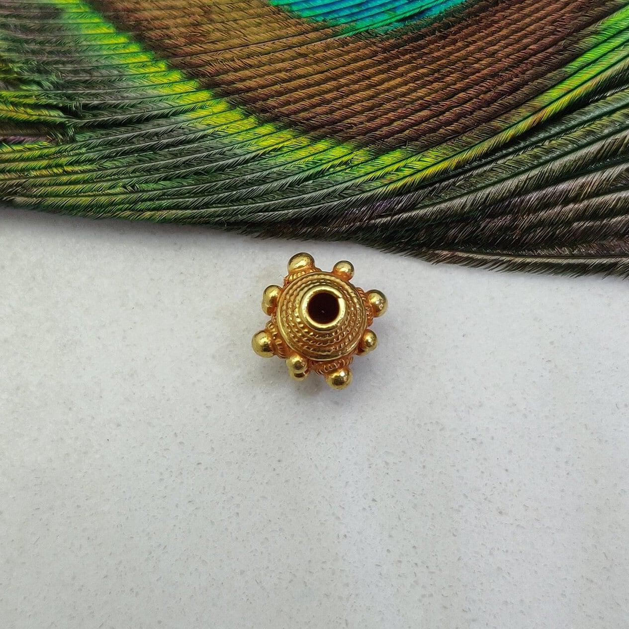 18k Yellow Gold Vintage Fancy Rondelle Spacer Beads - Kanika Creations