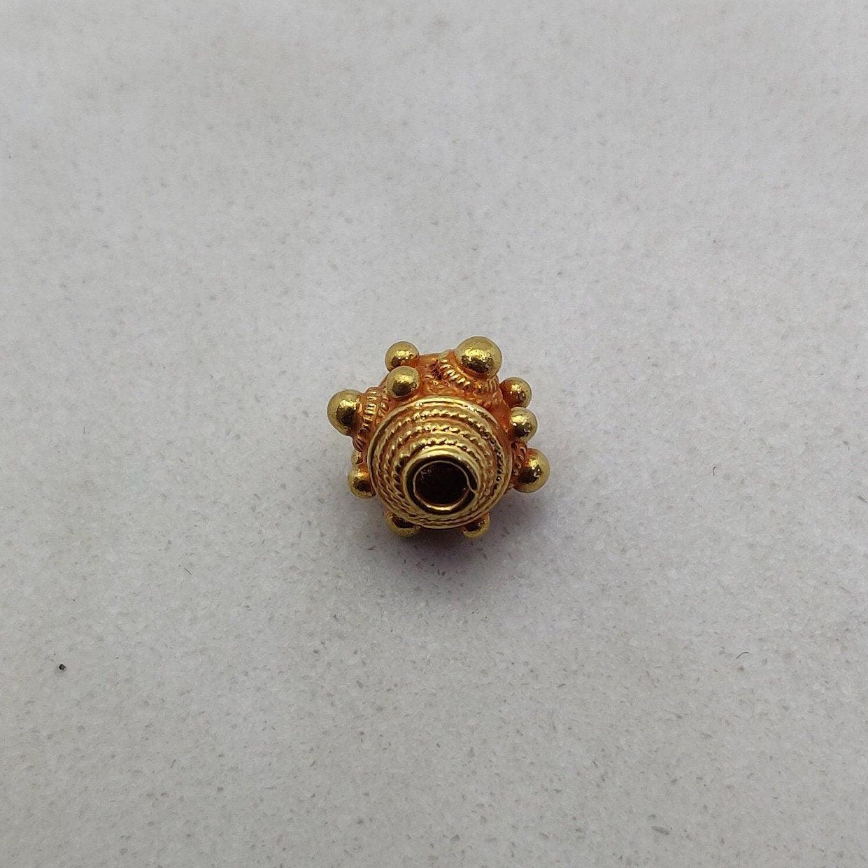 18k Yellow Gold Vintage Fancy Rondelle Spacer Beads - Kanika Creations