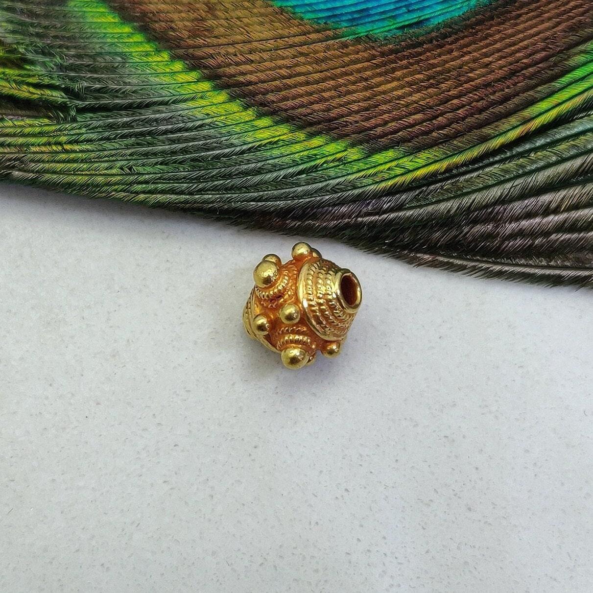 18k Yellow Gold Vintage Fancy Rondelle Spacer Beads - Kanika Creations