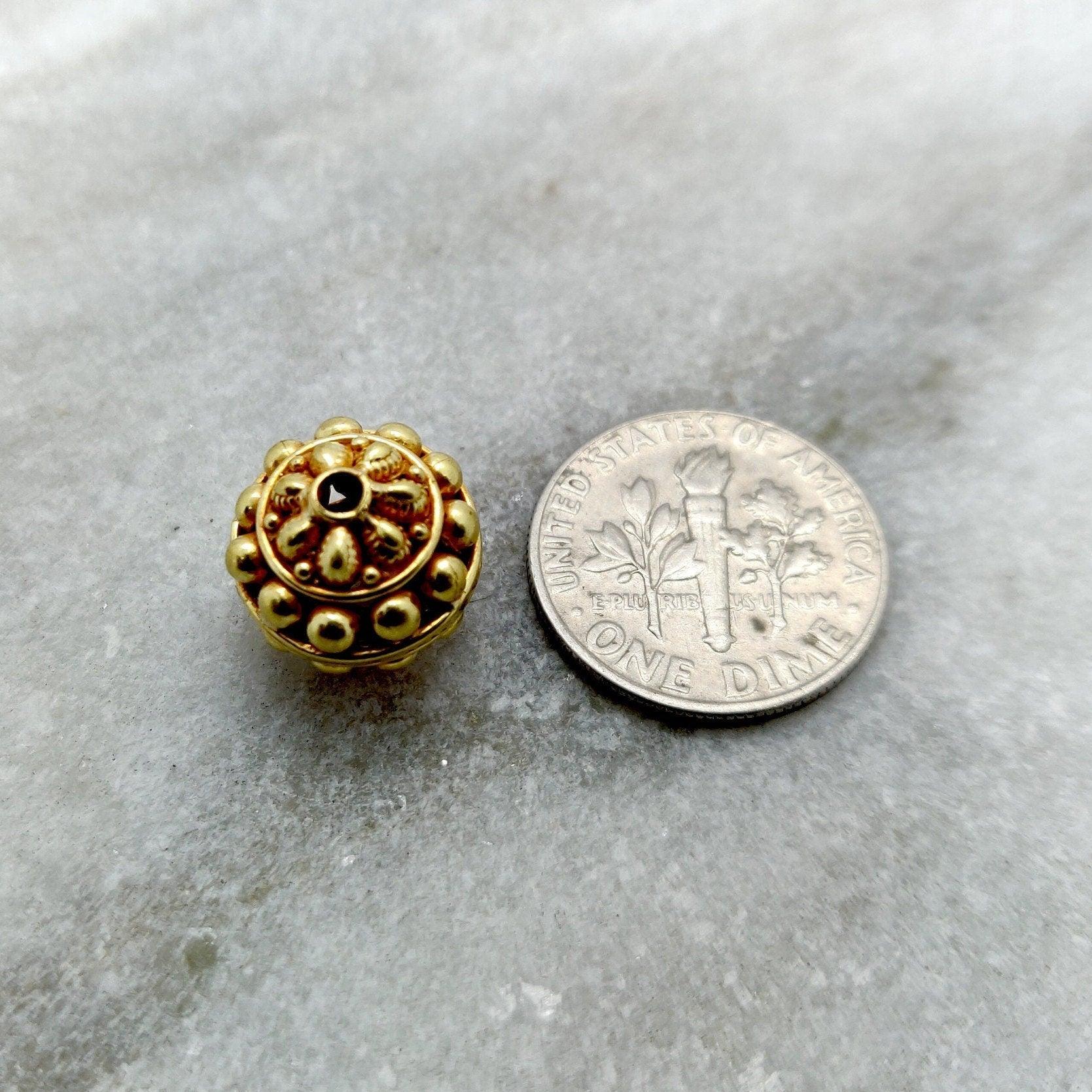 18k Solid Yellow Gold Round Spacer Beads (Large) - Kanika Creations