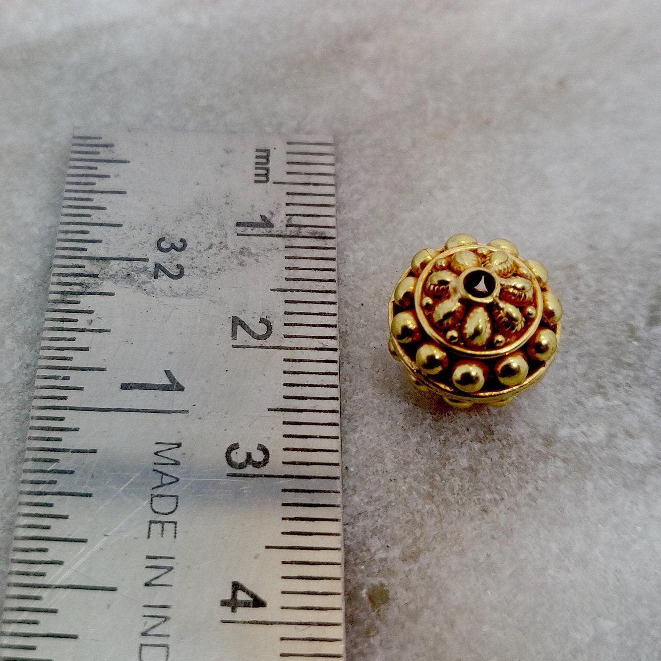 18k Solid Yellow Gold Round Spacer Beads 11mm - Kanika Creations