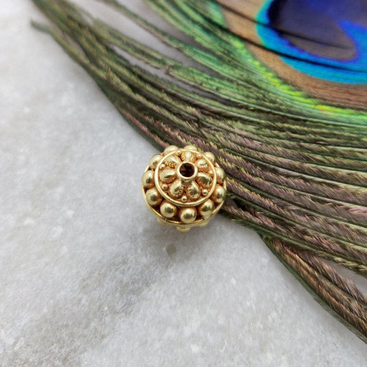 18k Solid Yellow Gold Round Spacer Beads (Large) - Kanika Creations