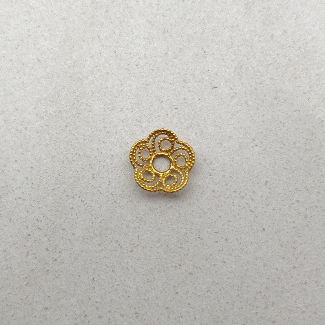 18k Yellow Filigree findings Beads Cap 7MM - Kanika Creations