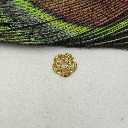 18k Yellow Filigree findings Beads Cap 7MM - Kanika Creations