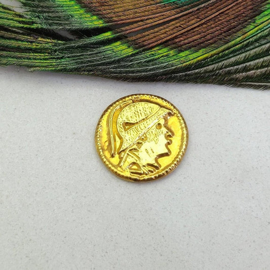 18k Solid Yellow Gold Coin Charm Finding Supply 17mm - Kanika Creations