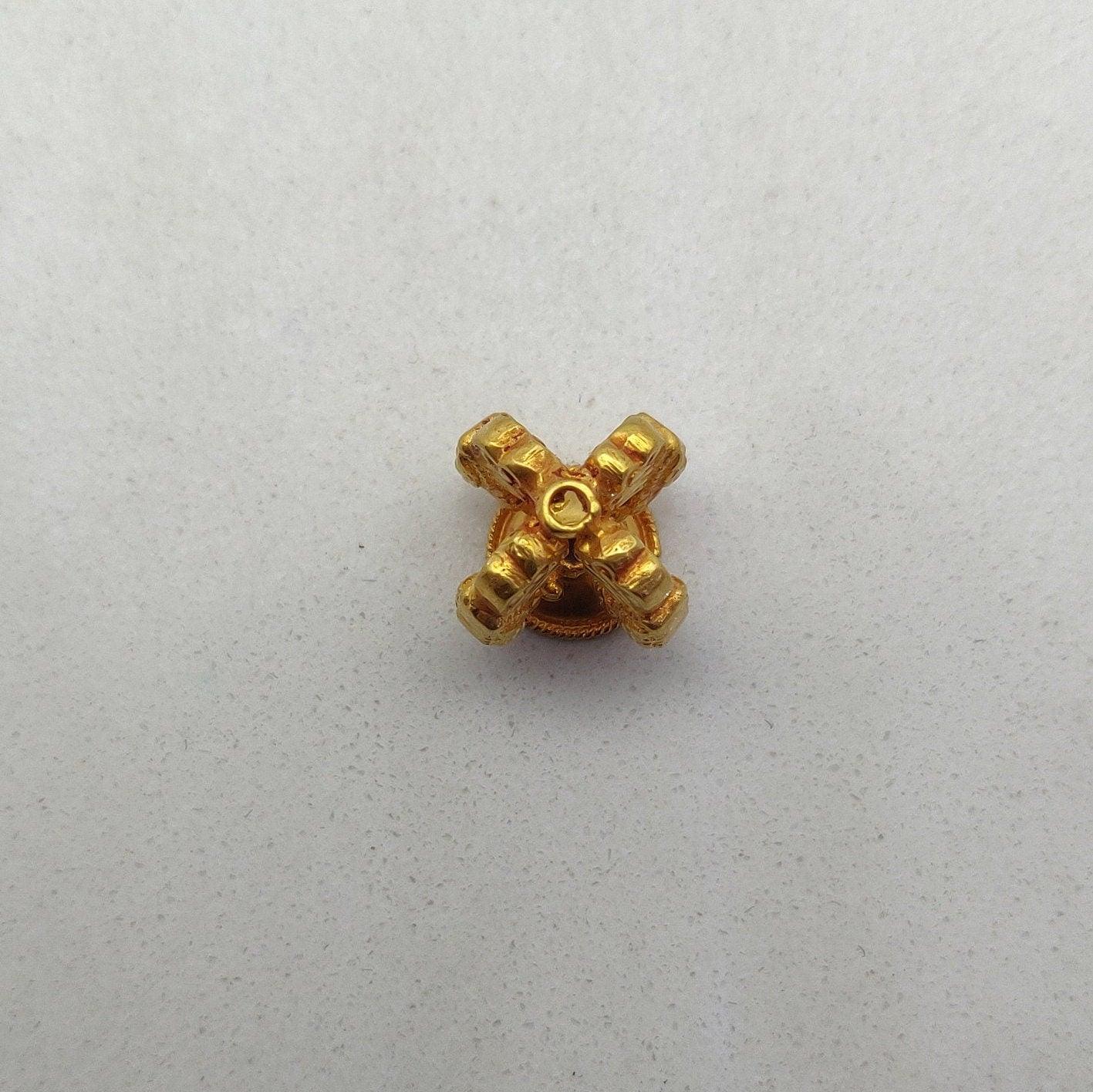18k Solid Yellow Gold Antique Fancy Spacer Beads 14mm - Kanika Creations