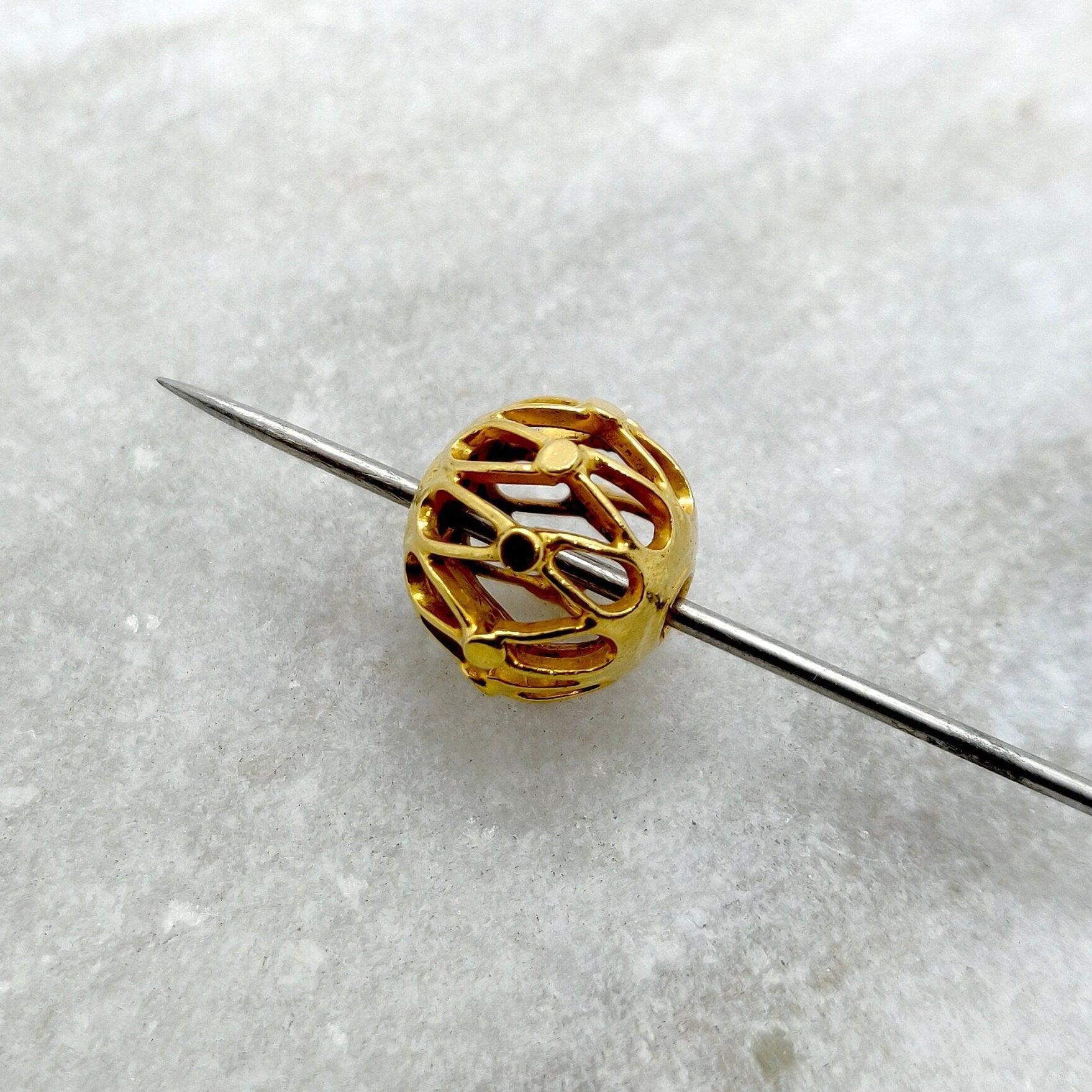 18k Yellow Gold Rondelle Carved Spacer Beads 12mm - Kanika Creations