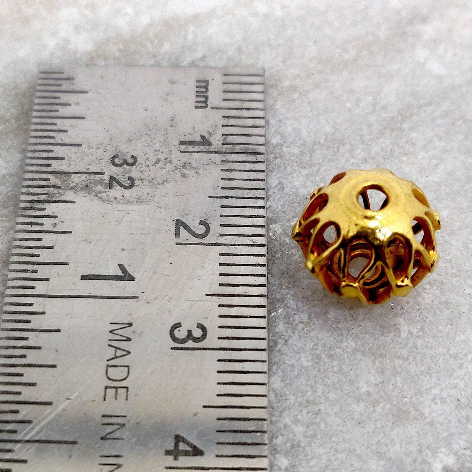 18k Yellow Gold Rondelle Carved Spacer Beads 12mm - Kanika Creations