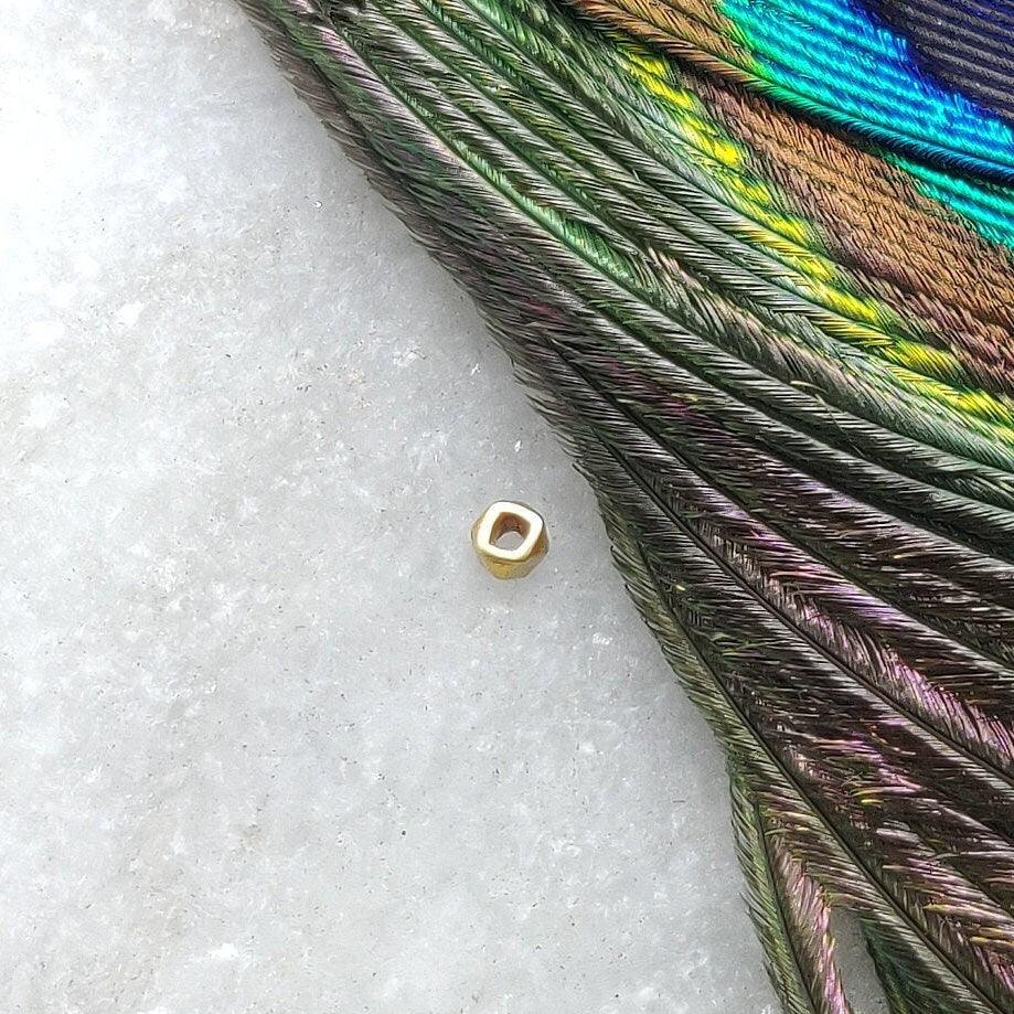 18k Solid Yellow Gold Barrel Faceted Nuggets Findings Sold as 2pcs - Kanika Creations