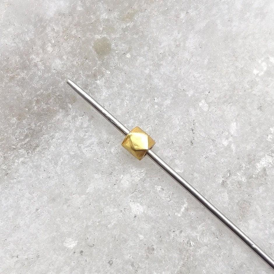 18k Solid Yellow Gold Barrel Faceted Nuggets Findings Sold as 2pcs - Kanika Creations