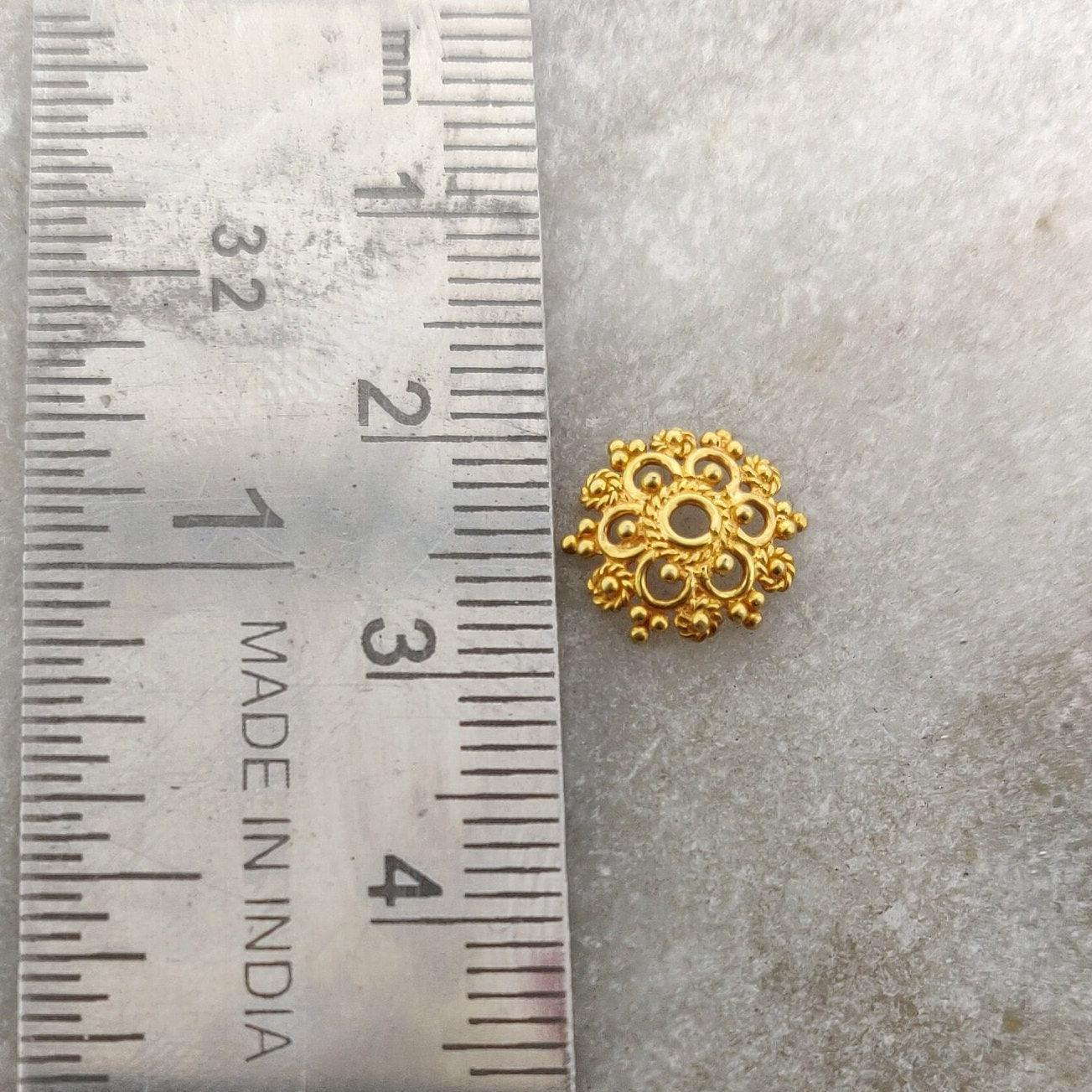 18k Yellow Gold Filigree Spacer Beads Cap Findings 10mm - Kanika Creations