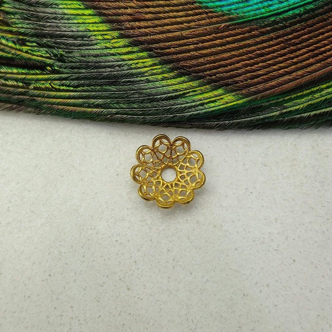 Filigree 18k Yellow Gold Spacer Beads Cap Jewelry Supplies - Kanika Creations