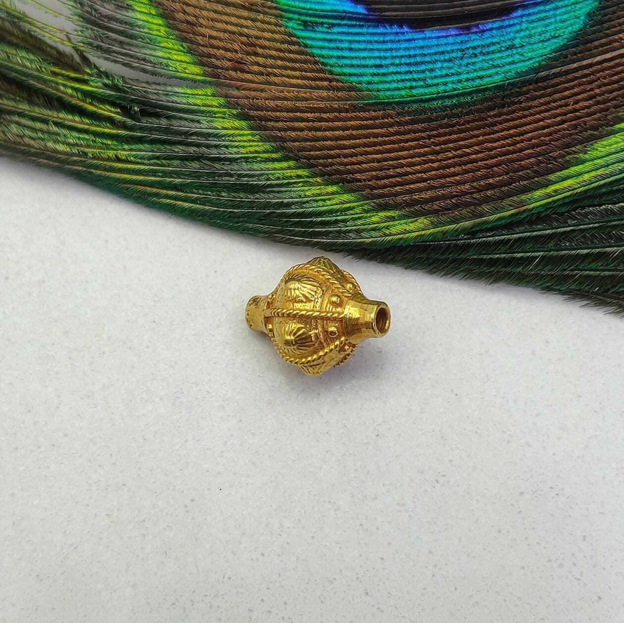 18k Yellow Gold 13x10mm Fancy Spacer Beads - Kanika Creations
