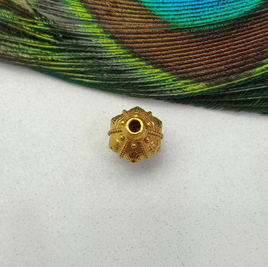 18k Yellow Gold 13x10mm Fancy Spacer Beads - Kanika Creations