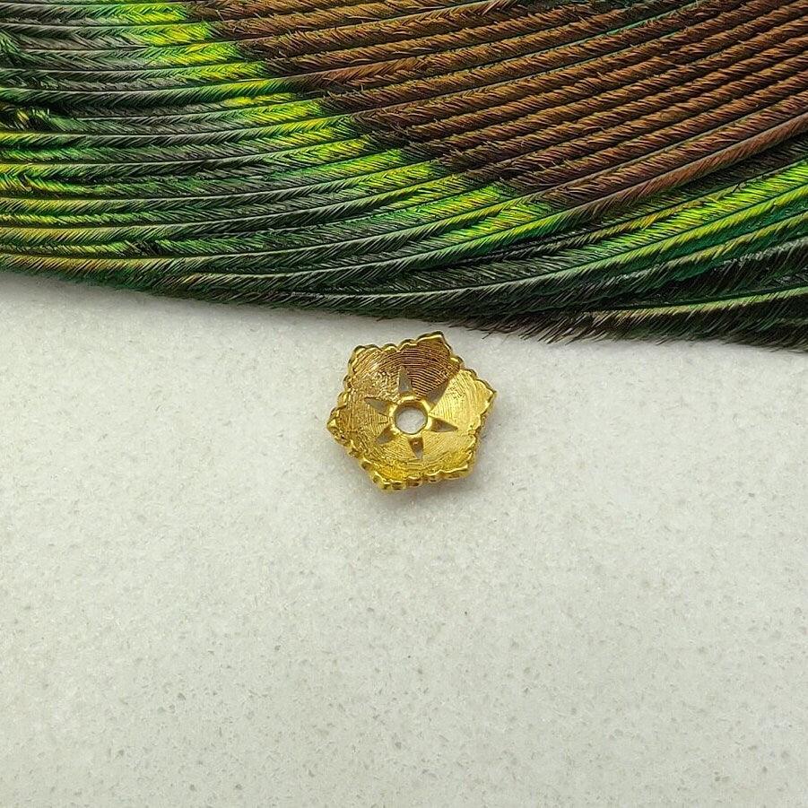 18k Yellow Gold Hexagonal Spacer Beads Caps Findings - Kanika Creations