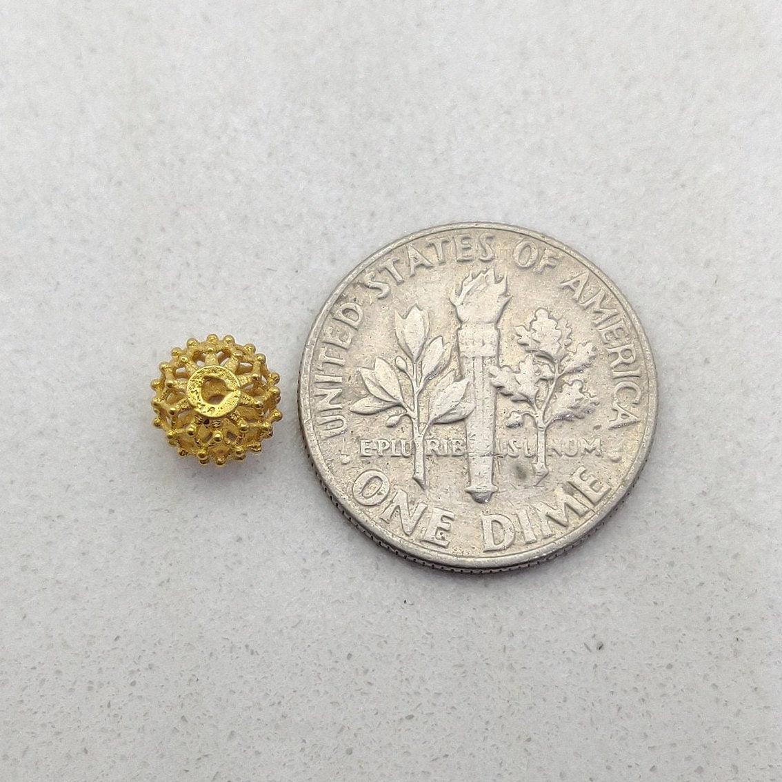 18 karat Pure Solid Yellow Gold Antique Round Spacer Beads 5x6mm - Kanika Creations