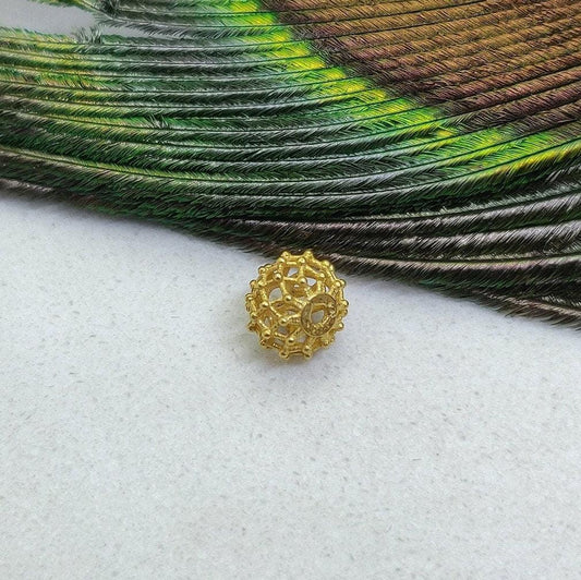 18 karat Pure Solid Yellow Gold Antique Round Spacer Beads 5x6mm - Kanika Creations