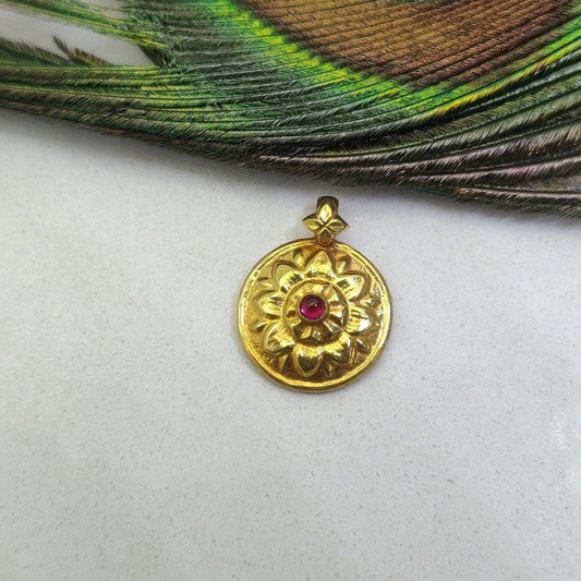 Ruby 18k Yellow Gold Charm Pendant With Jewelry - Kanika Creations