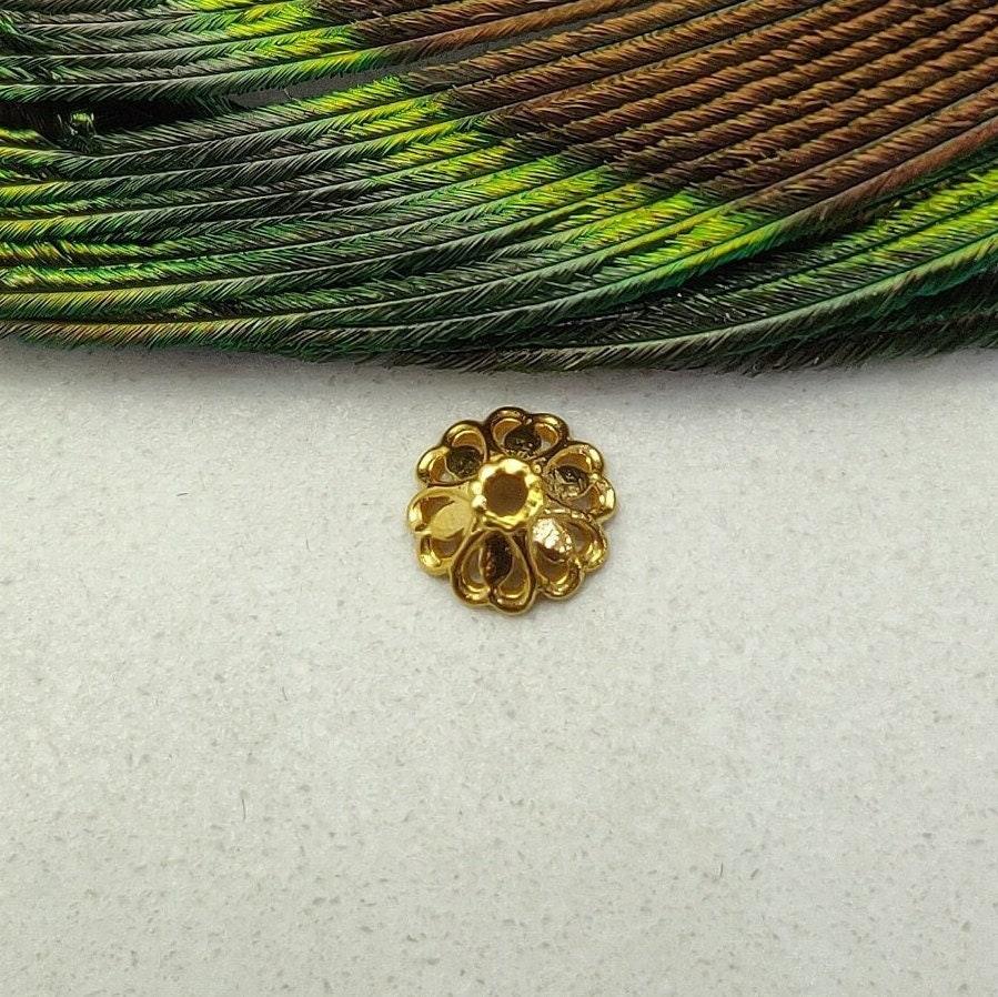 18k Yellow Gold Cap Beads For Jewelry Craft 7mm - Kanika Creations