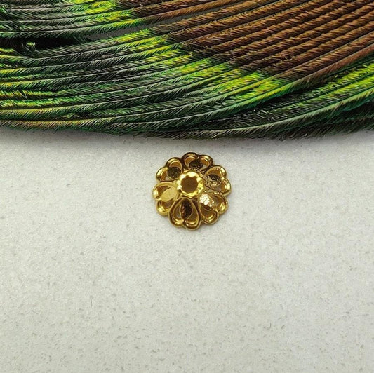 18k Yellow Gold Cap Beads For Jewelry Craft 7mm - Kanika Creations