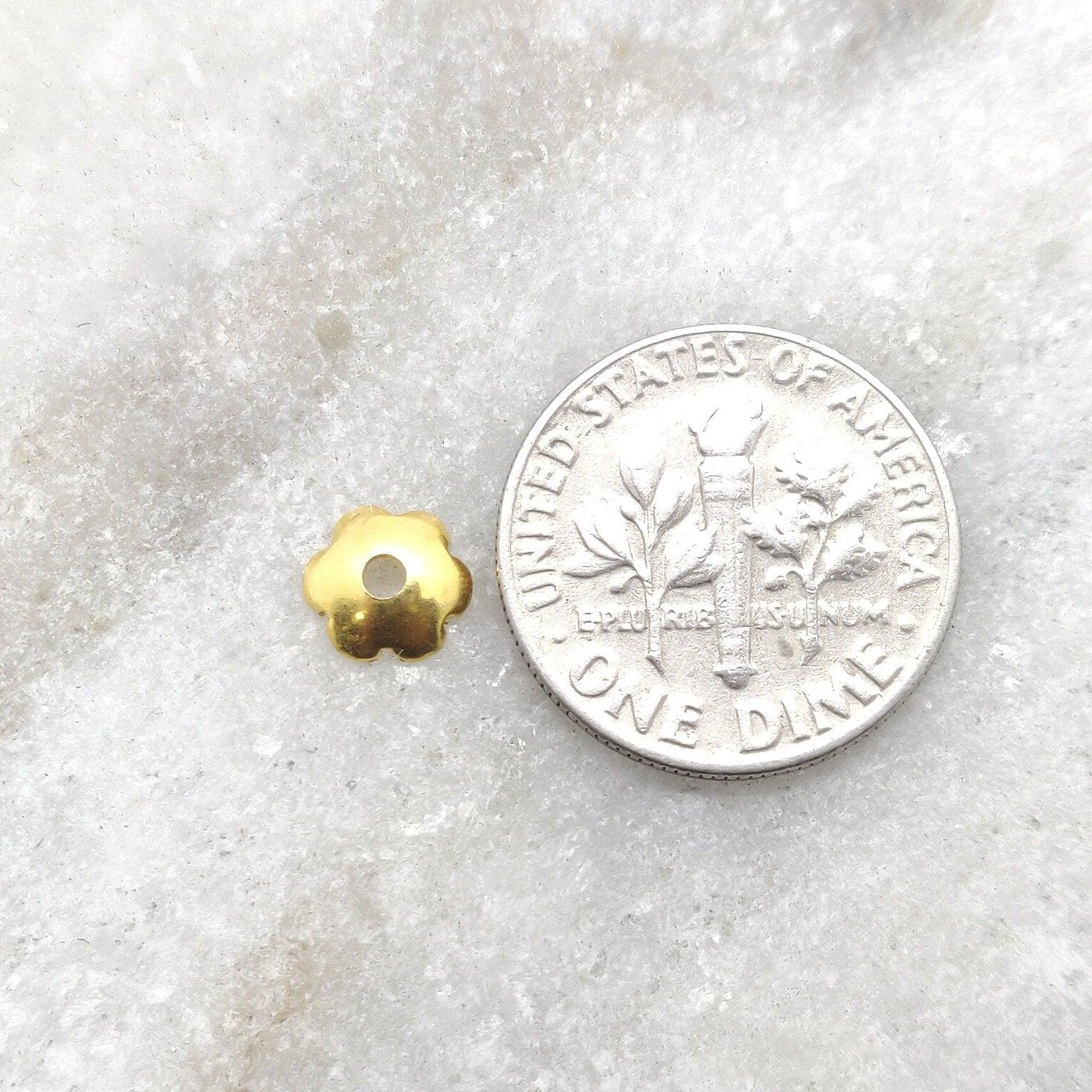 18K Yellow Gold Plain Beads Cap Findings 6mm - Kanika Creations
