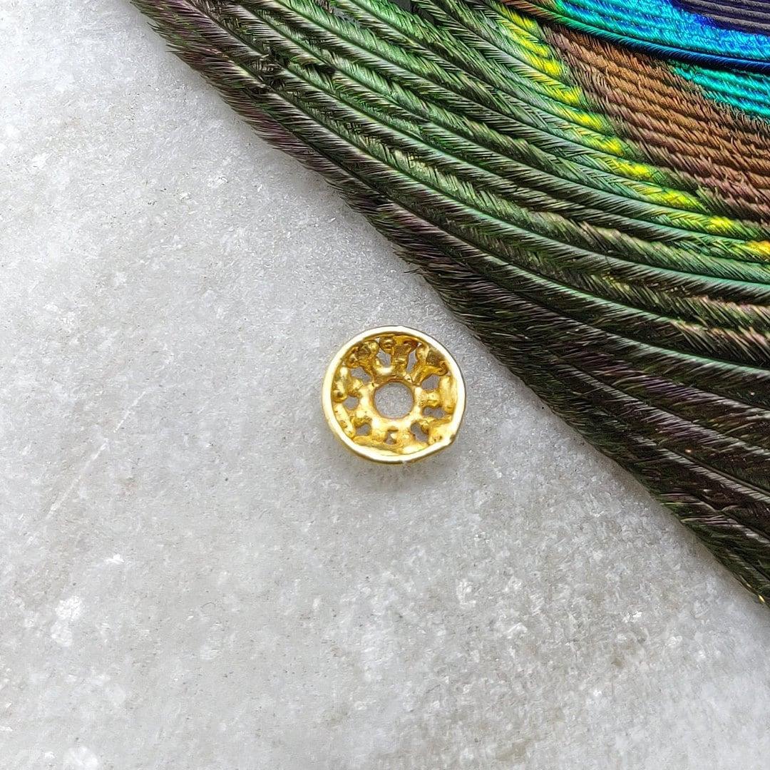 18k Yellow Gold Fancy Round Bead Caps 6MM - Kanika Creations