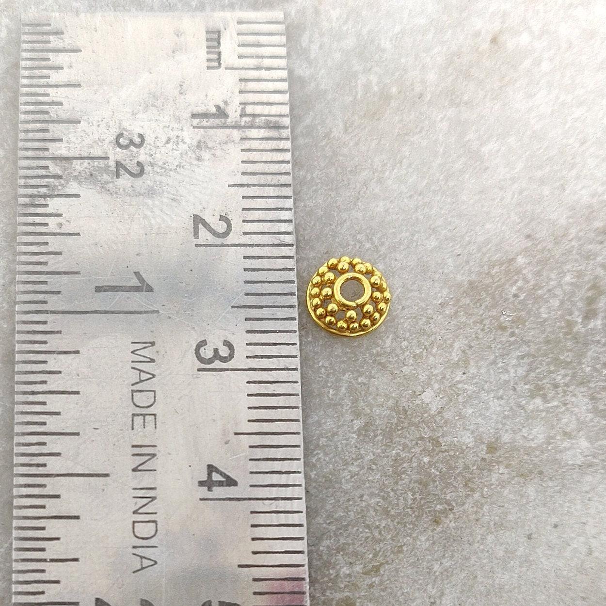 18k Yellow Gold Fancy Round Bead Caps 6MM - Kanika Creations