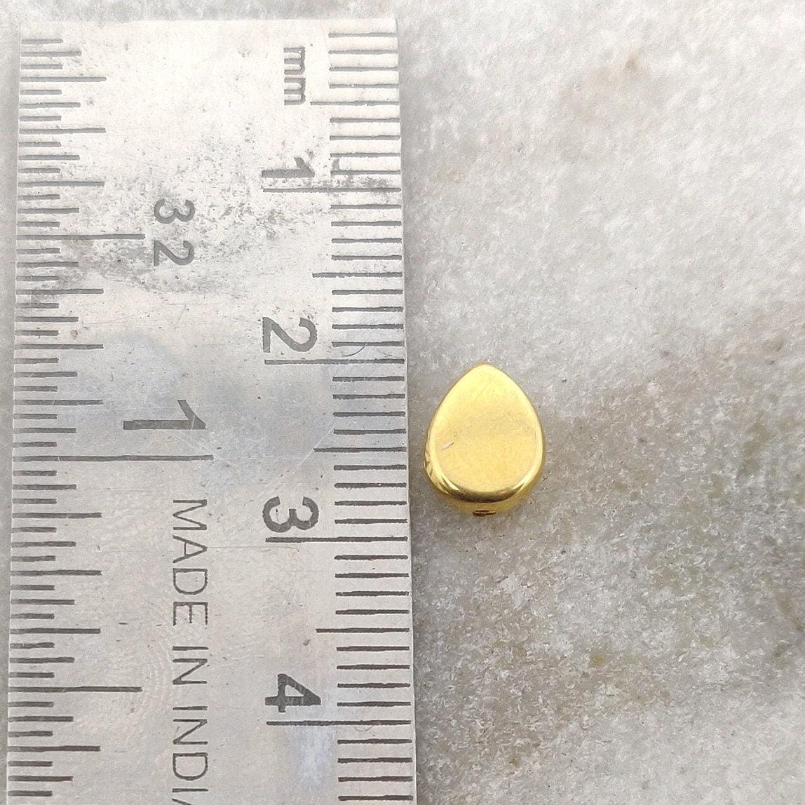 18k Solid Yellow Gold Pear Shape Spacer Beads Findings - Kanika Creations