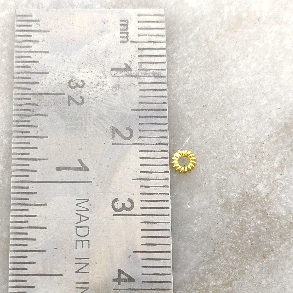 18k Yellow Gold Fancy Spacer Beads Jewelry Supplies Sold as 4 Pcs - Kanika Creations