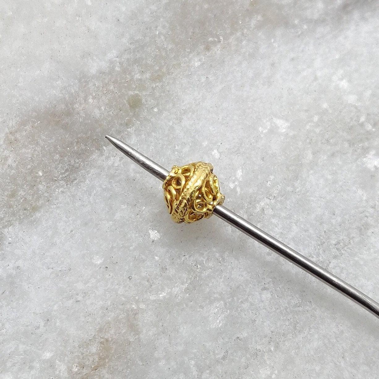 18k Solid Yellow Gold Vintage Round Spacer Beads 6mm - Kanika Creations