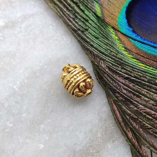 18k Yellow Gold Antique Oval Spacer Beads 13mm - Kanika Creations