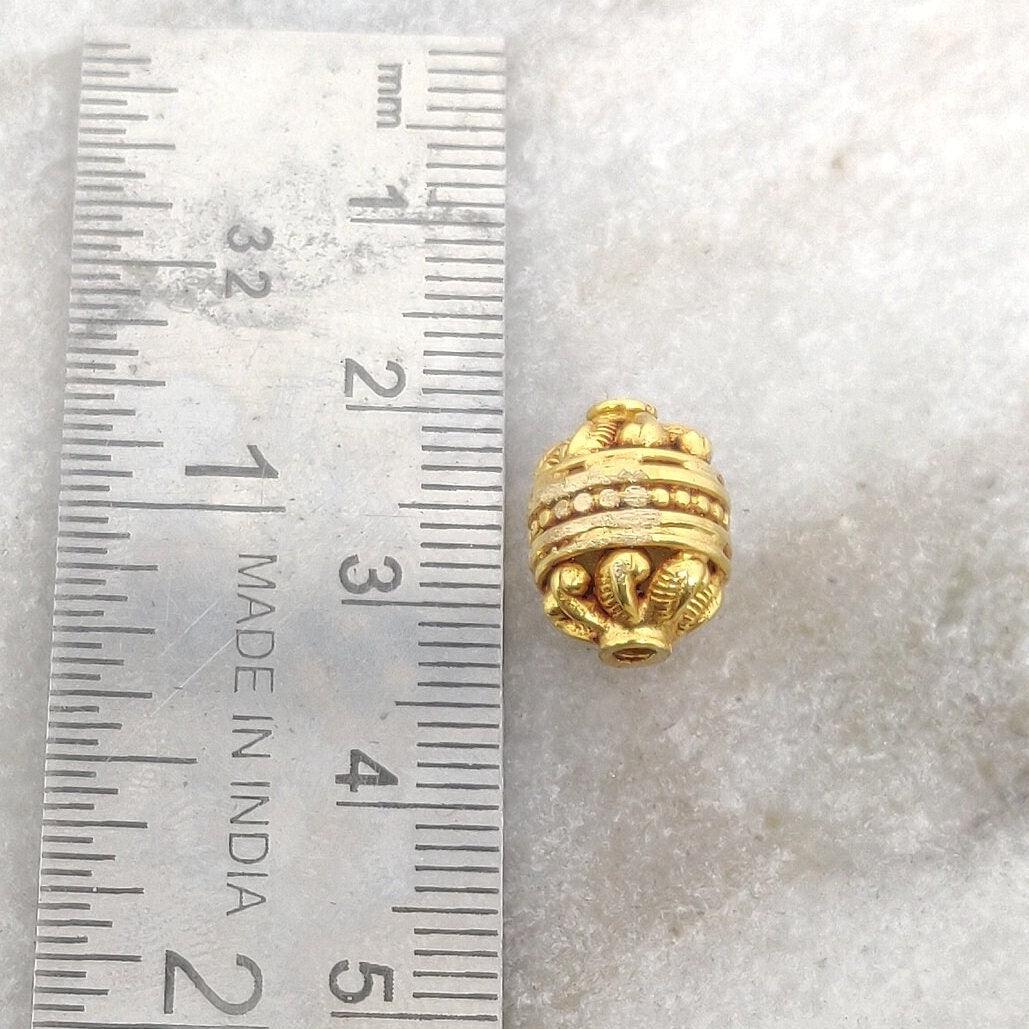 18k Yellow Gold Antique Oval Spacer Beads 13mm - Kanika Creations