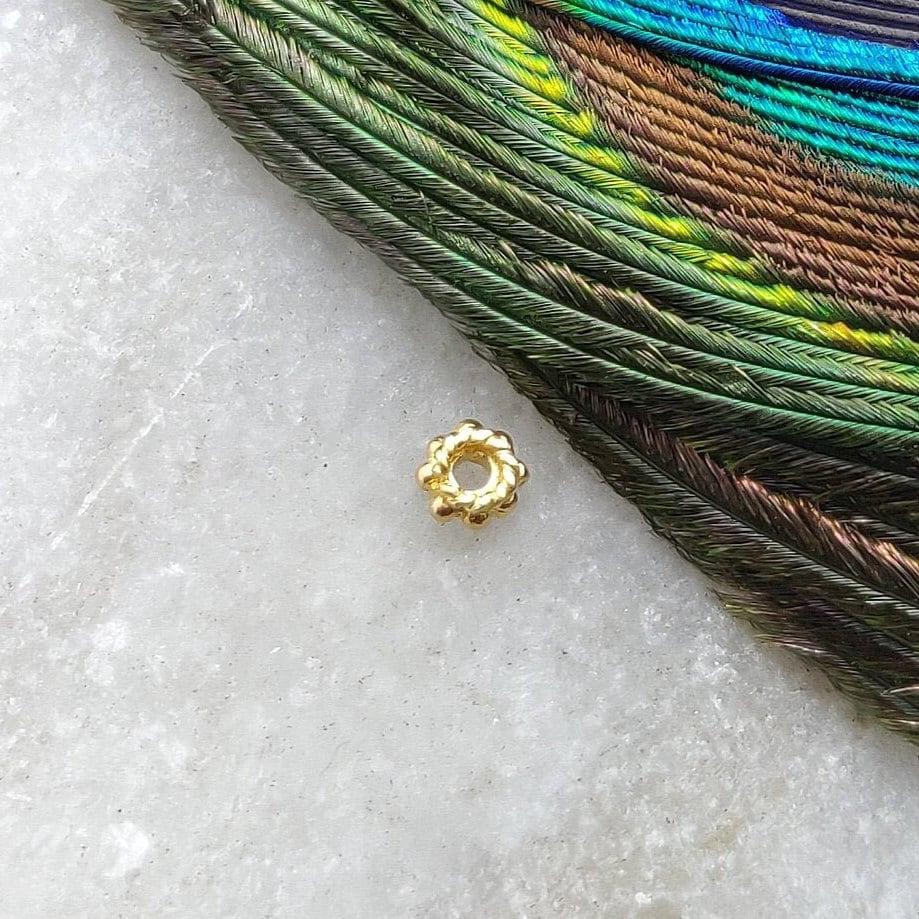 18k Gold Spacer Bead Finding For DIY Craft Making Sold as 2 Pcs - Kanika Creations