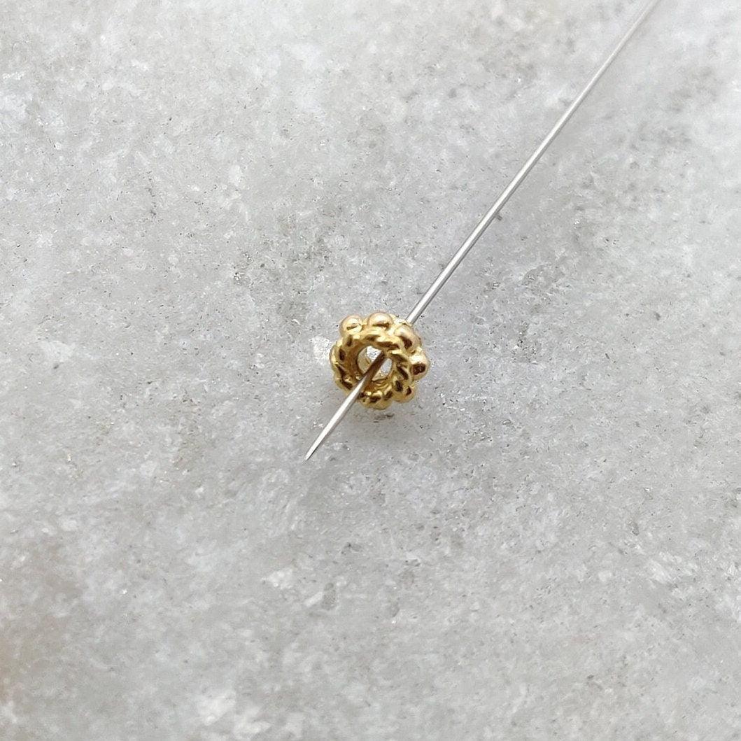 18k Gold Spacer Bead Finding For DIY Craft Making Sold as 2 Pcs - Kanika Creations
