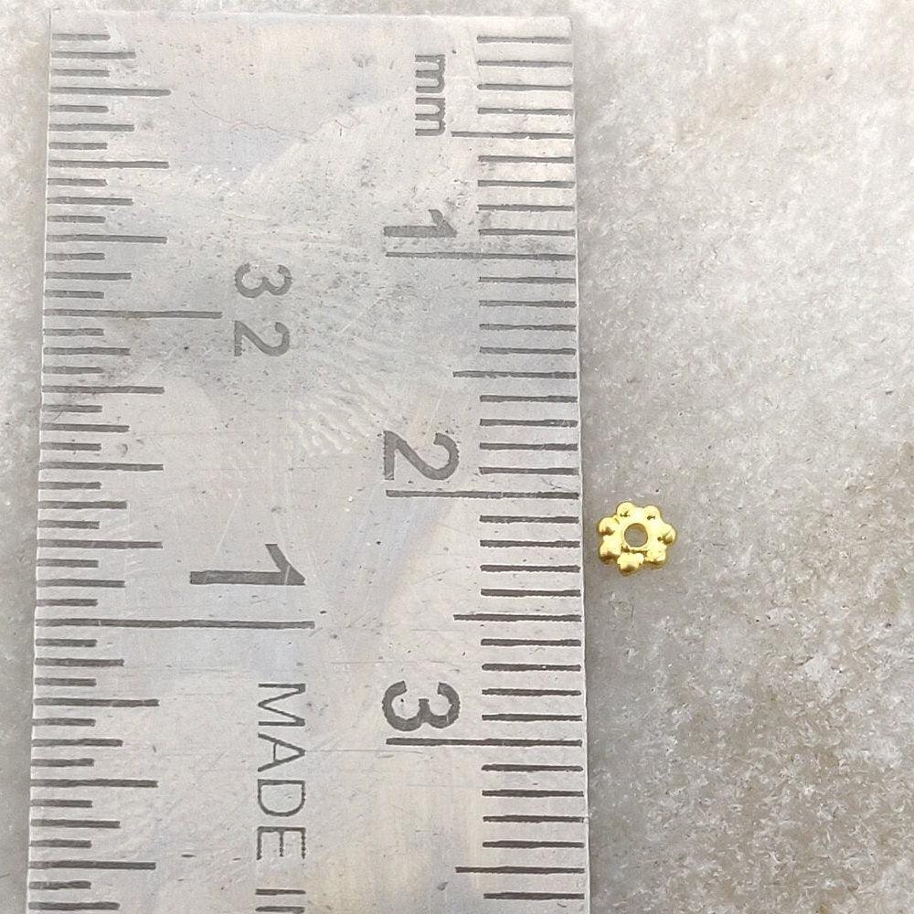 3mm 18k Gold Fancy Bali Bead Finding Sold as 4 Pcs - Kanika Creations